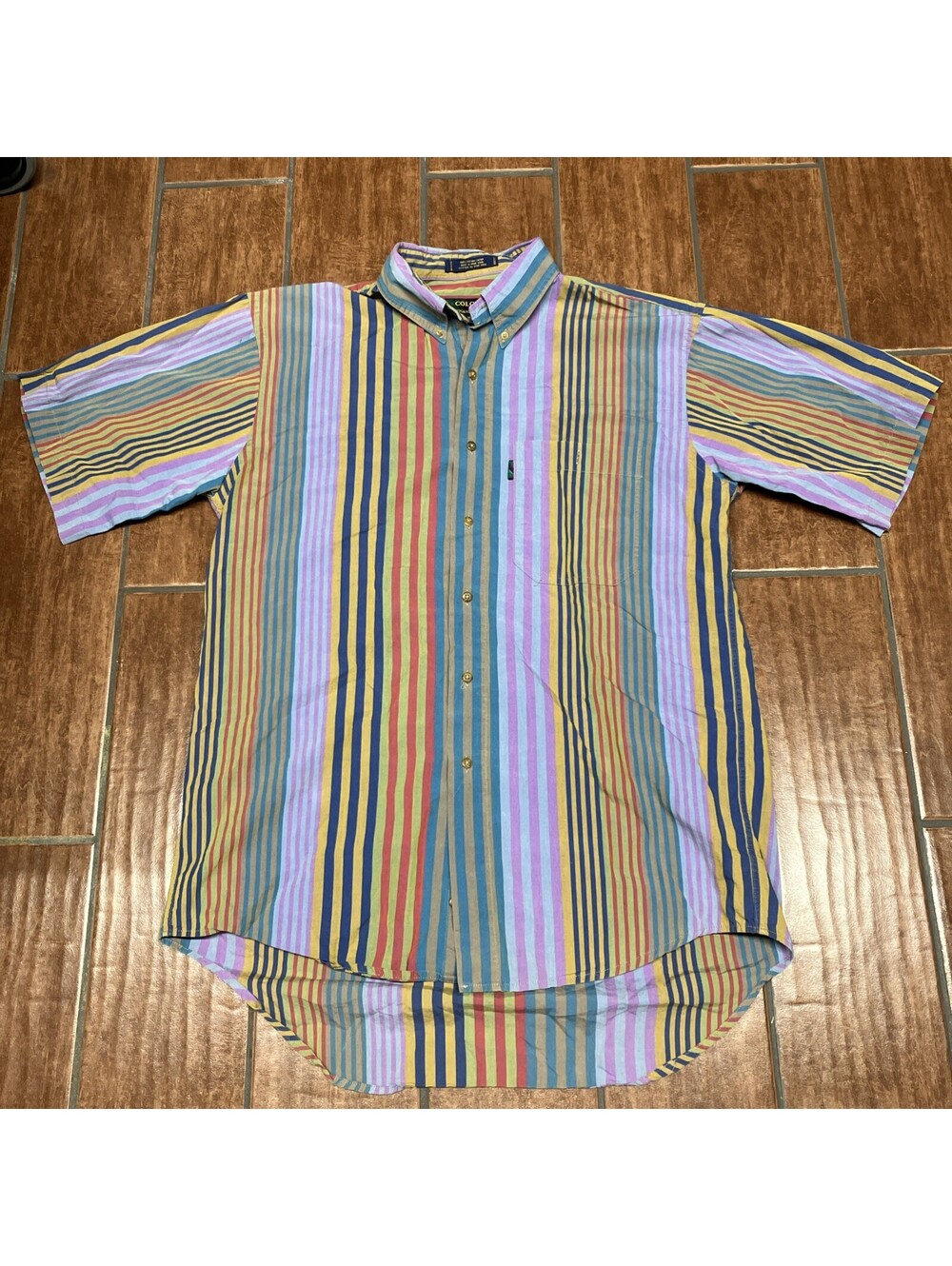 Colours by Alexander Julian Striped Men's Shirt Med Multicolor Vintage 90s Dad